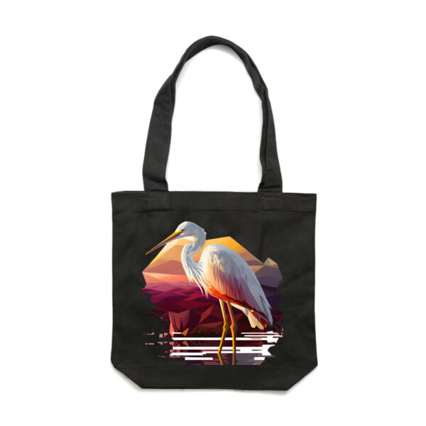 Geometric Kotuku White Heron - Carrie Tote Bag  Thumbnail
